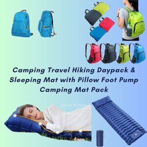 Camping Travel Hiking Daypack & Sleeping Mat with Pillow Foot PumpCampingMatPack